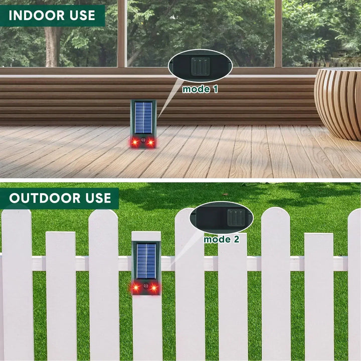 Répulsif autonome pour oiseaux et nuisibles, recharge solaire. Idéal pour protection extérieure de jardin/balcon.