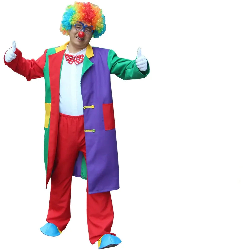 Déguisement de scène clown adulte, multicolore, polyester résistant.