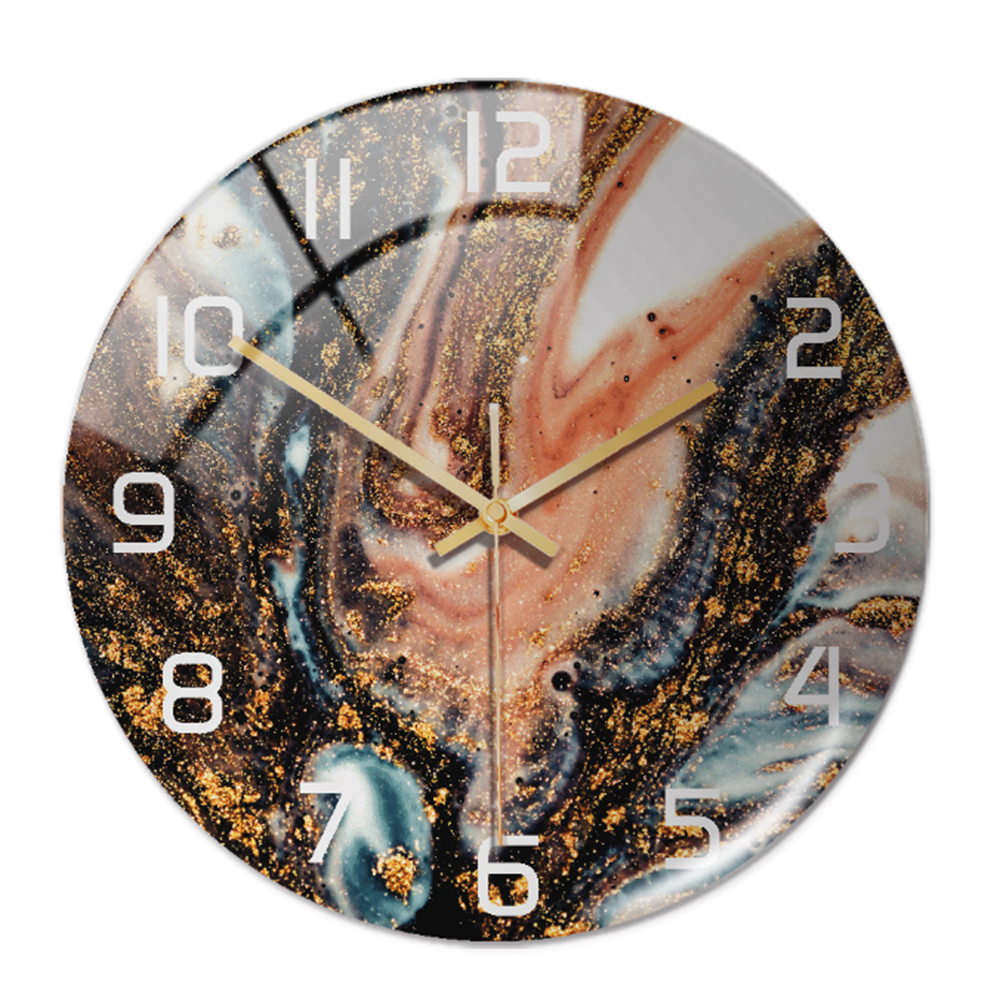 Horloge murale ronde Ø30 cm, silencieuse, motif marbre élégant, en acrylique robuste.