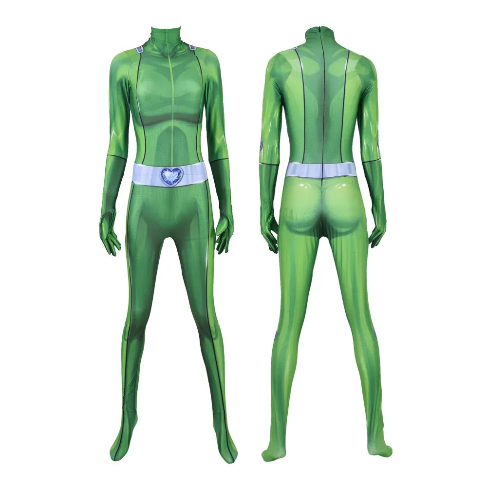 Costume Totally Spies pour enfant, choisissez votre espionne : Sam, Clover ou Alex. Idéal pour fête et jeu.