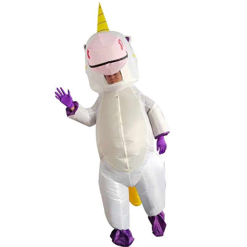 Un déguisement licorne gonflable pour homme et femme. Parfait pour fêtes, carnaval et Halloween, très drôle.