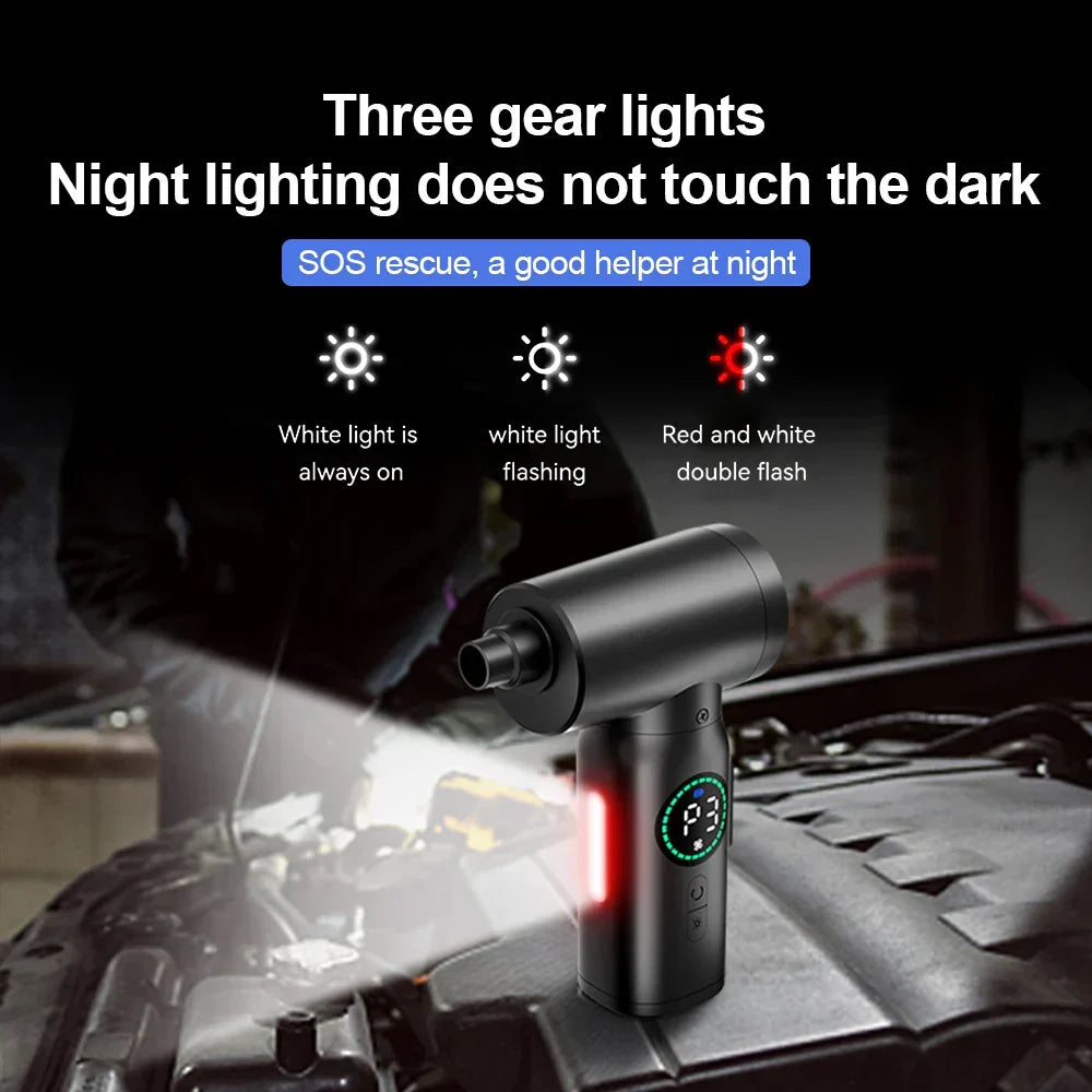 Aspirateur souffleur sans fil puissant 2-en-1 avec LED pour un nettoyage facile et rapide à la maison.