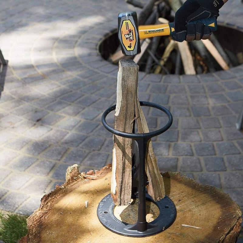 Dispositif manuel pour fendre le bois de chauffage, conception robuste et utilisation sécurisée.