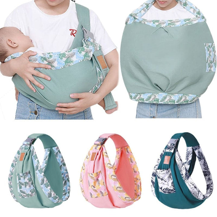 Écharpe de portage ergonomique grise pour bébé, offrant confort et sécurité. Idéale nouveau-né.