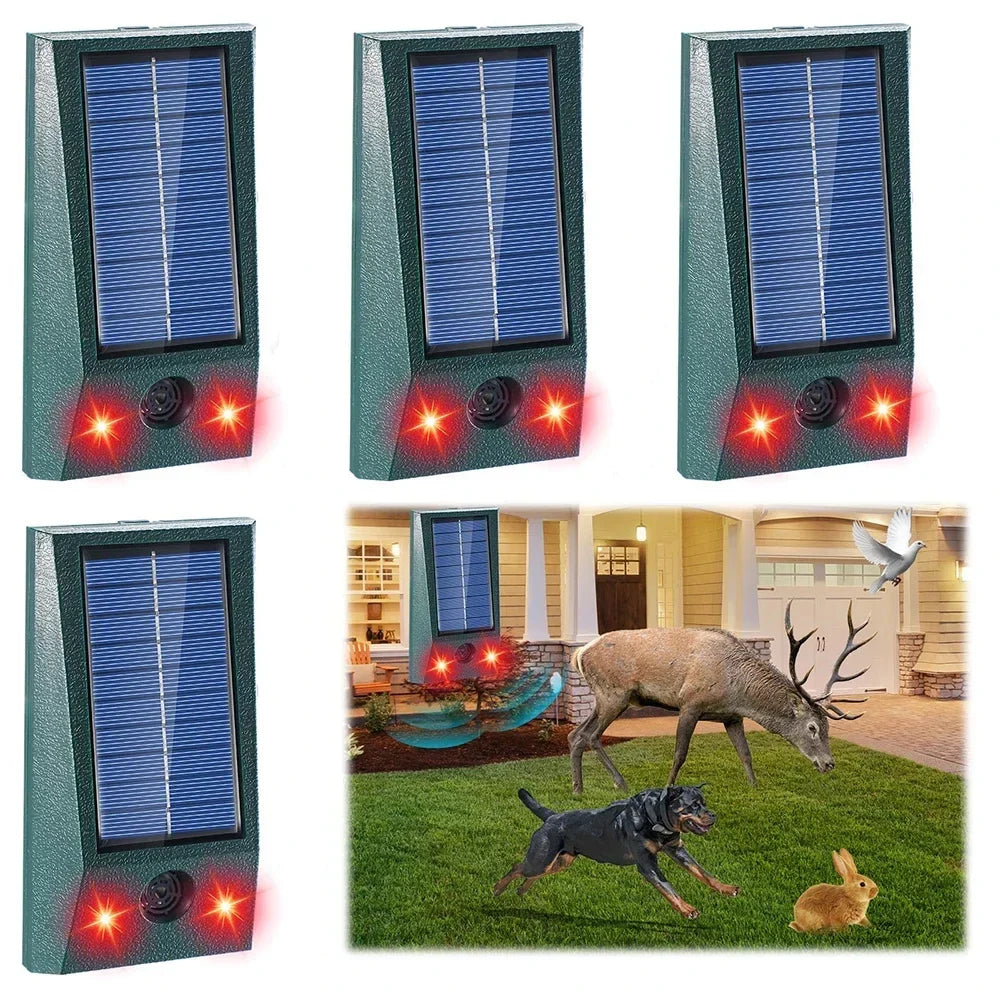Répulsif solaire à ultrasons pour oiseaux, protège efficacement jardin et balcon des nuisibles.