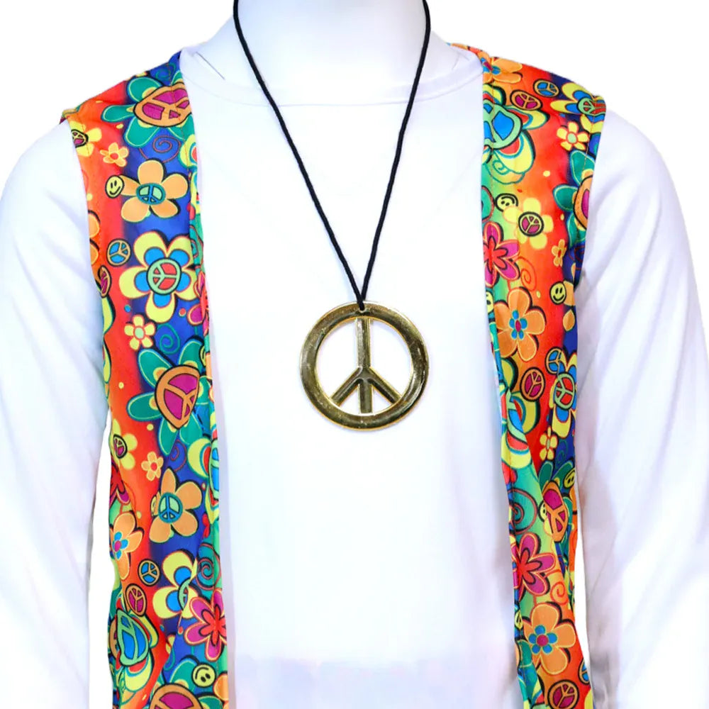 Costume enfant hippie avec motifs floraux et pantalon patte d'éléphant, style rétro années 70 pour fête.
