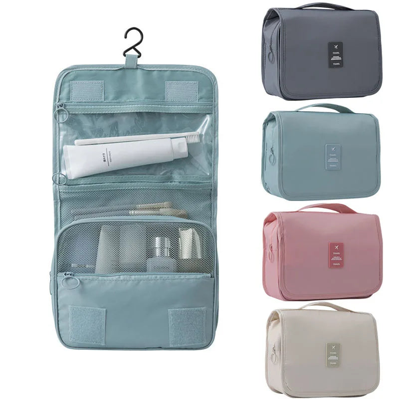 Trousse de toilette à suspendre de voyage, organisation compacte et déperlante. Idéale pour accessoires d'hygiène.