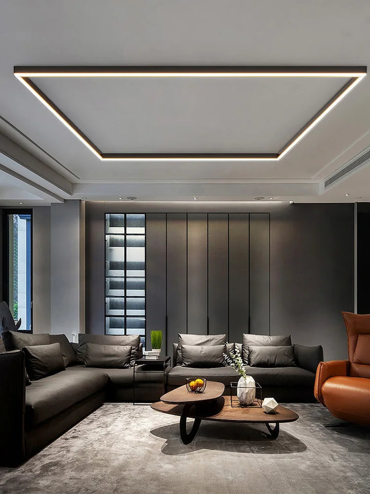 Éclairage LED contemporain pour cuisine. Ce plafonnier design offre une lumière ajustable.