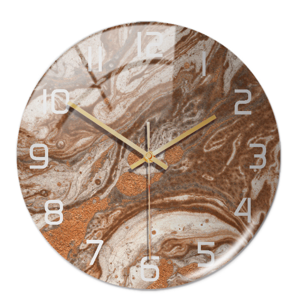 Horloge de bureau silencieuse Ø30 cm, effet marbre, sans tic-tac, pour un calme absolu.