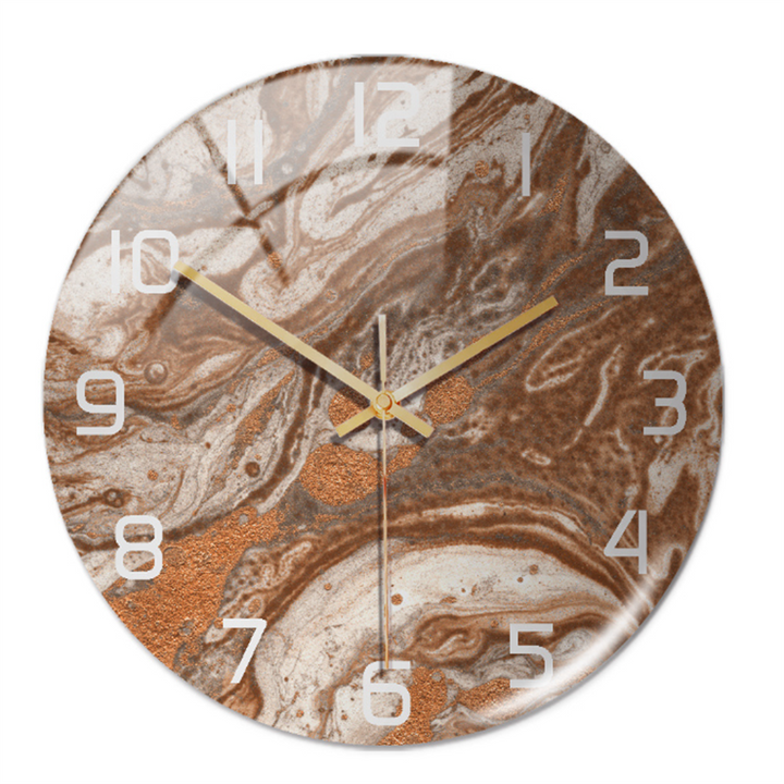 Horloge de bureau silencieuse Ø30 cm, effet marbre, sans tic-tac, pour un calme absolu.