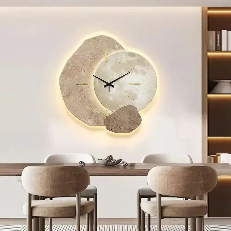 Horloge murale LuxeAura au design moderne, éclairage d'ambiance LED intégré, un ajout contemporain à votre décor.