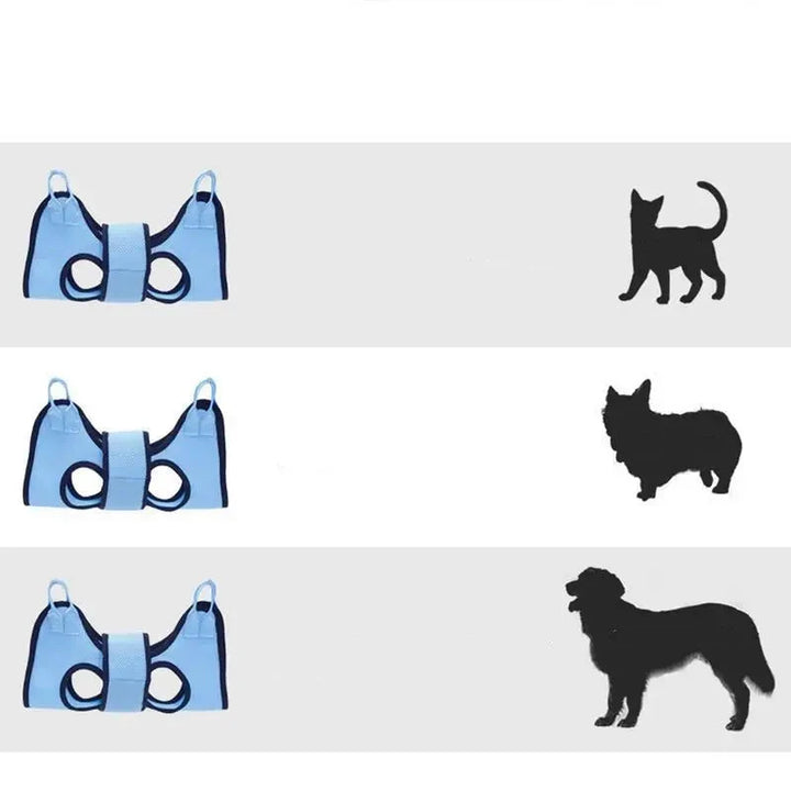 Hamac de toilettage pour chien et chat, anti-griffures. Offre confort et sécurité lors des séances de toilettage.