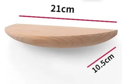 Étagère murale semi-circulaire pour salon ou chambre, design flottant moderne en chêne naturel.