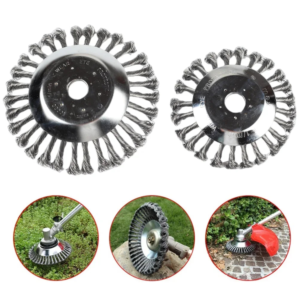 Accessoire débroussailleuse ProTrim en fil d'acier robuste pour un désherbage rapide et efficace du jardin.