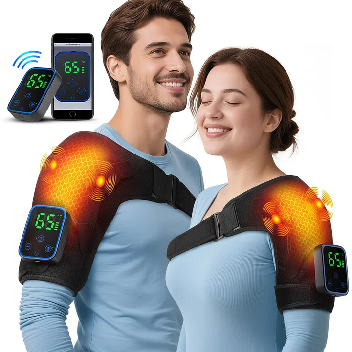 Masseur électrique chauffant 3-en-1 pour soulagement des douleurs épaules, coudes et genoux. Thérapie portable.