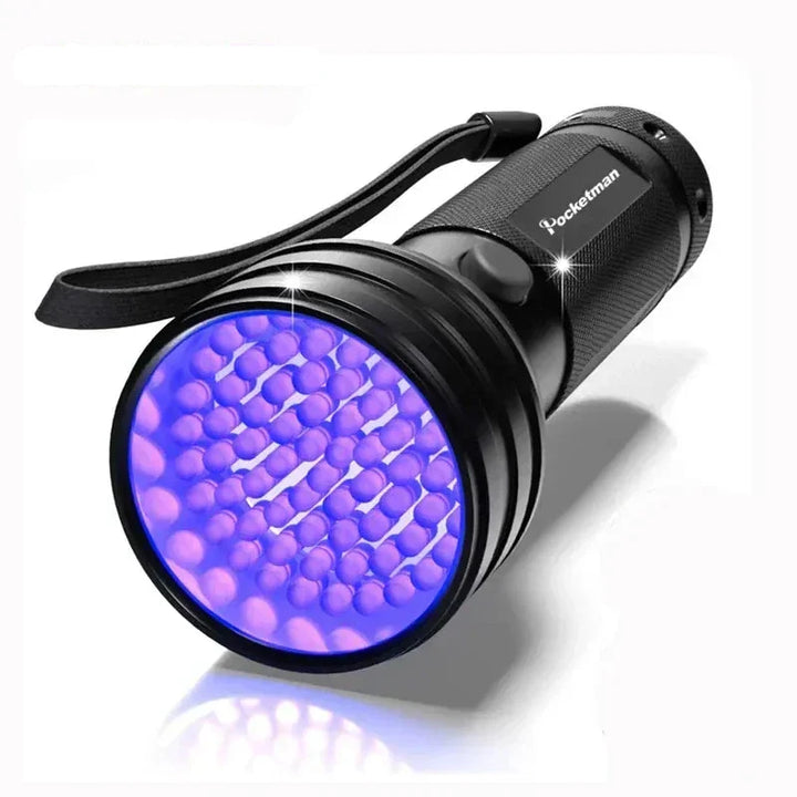Lampe UV LED 395nm portable pour inspection des taches d'animaux domestiques et nettoyage anti-taches efficace.