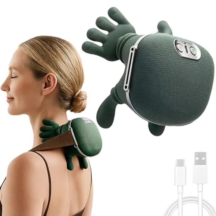 Masseur Shiatsu 4D portable pour cou et épaules avec chaleur, offre détente profonde.