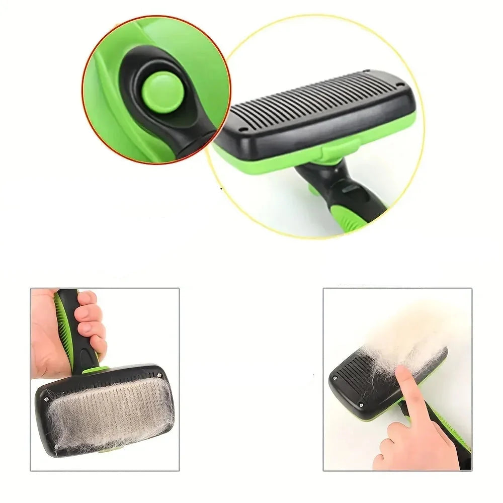 Détail des picots doux de la brosse autonettoyante pour un brossage confortable et efficace des poils de chien et chat.