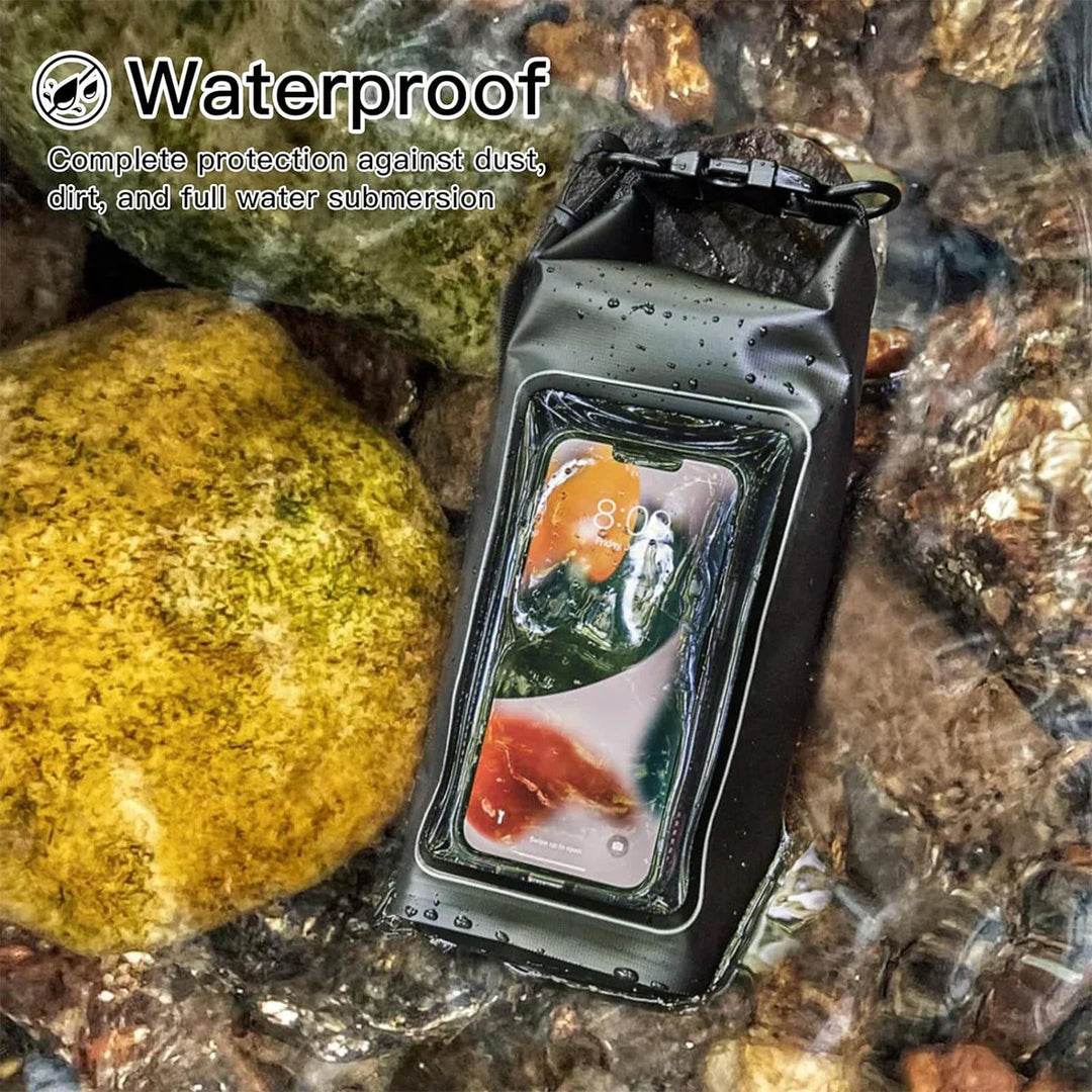 Sac sec étanche 2L pour kayak, plage et sports nautiques, avec fenêtre tactile pour téléphone.