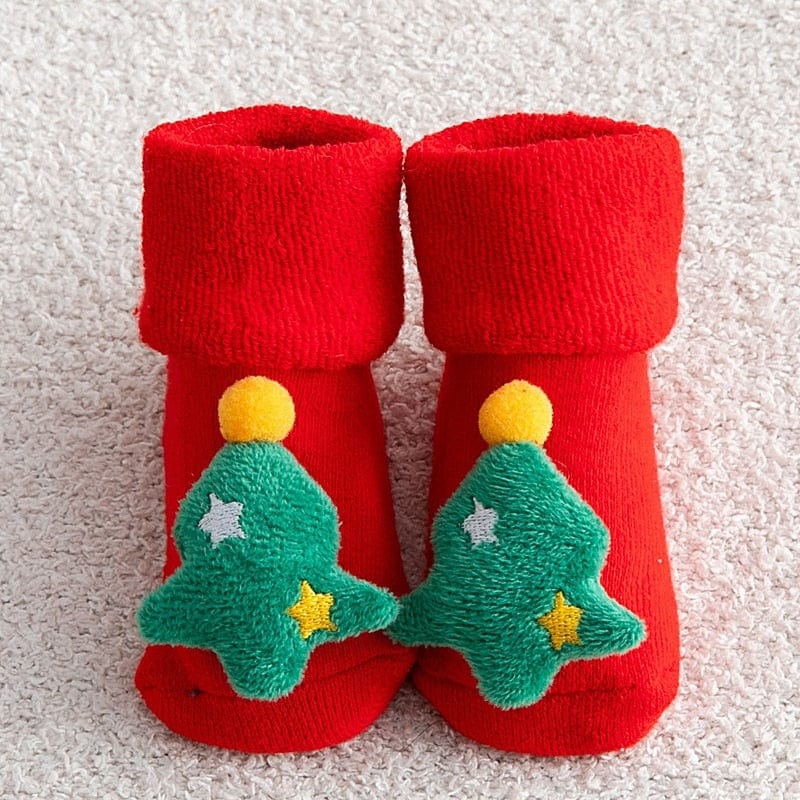 Cadeau Noël : chaussons bébé antidérapants douillets pour garçons et filles, confort hivernal.