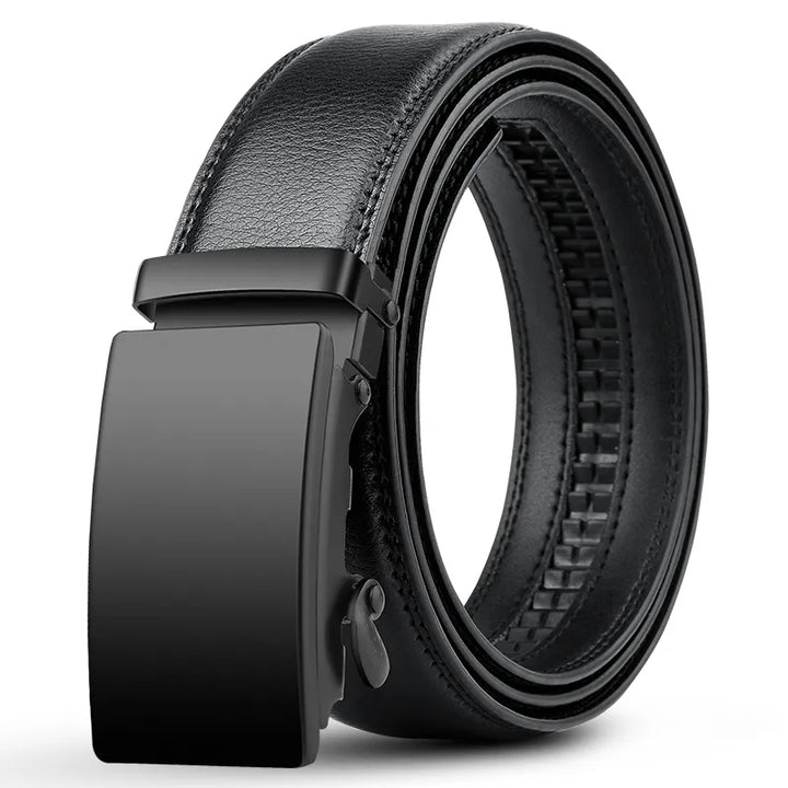 Ceinture homme élégante en cuir PU noir, boucle automatique pour un ajustement parfait. Accessoire mode professionnel.