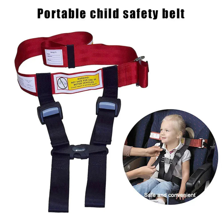 Ceinture de sécurité enfant ajustable pour voyage en avion, garantit une sécurité aérienne optimale et un vol serein.