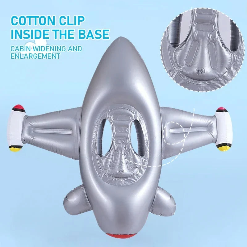 Bouée en forme d'avion gonflable pour enfant, volant interactif, parfaite pour la piscine et l'été.