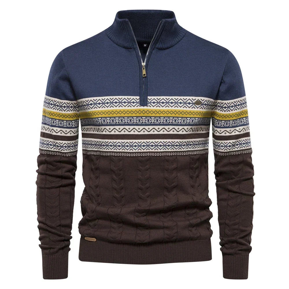 Vêtement homme polyvalent, ce pull rétro chic assure une tendance intemporelle pour l'automne et l'hiver.