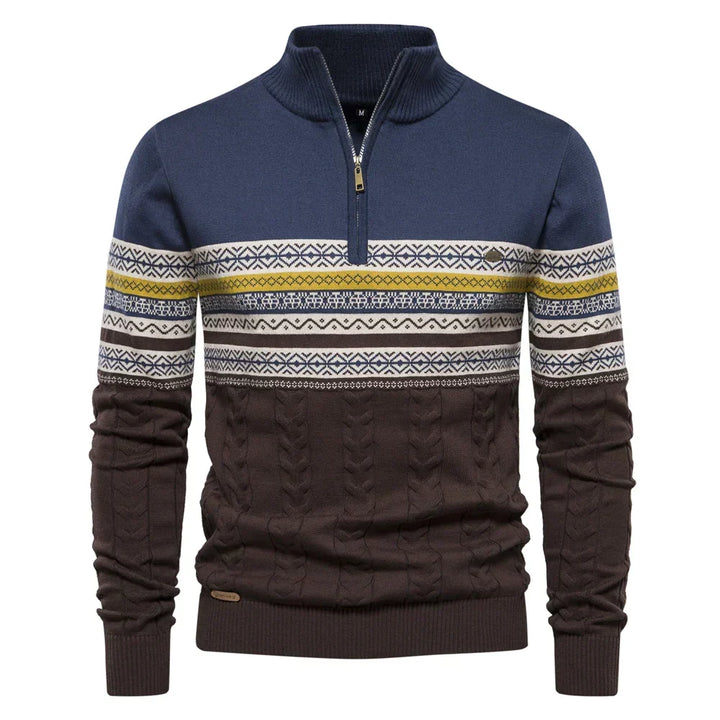 Vêtement homme polyvalent, ce pull rétro chic assure une tendance intemporelle pour l'automne et l'hiver.