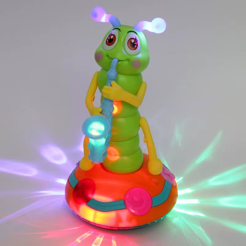 Jouet musical saxophone bleu vif pour tout-petit, développant la coordination œil-main et l'éveil des sens.