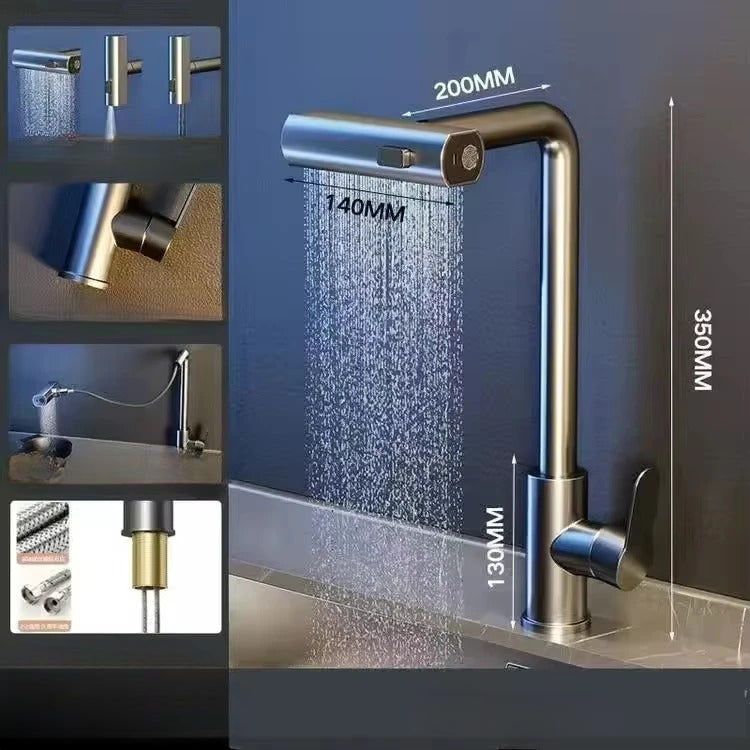 Robinet de cuisine avec douchette extractible et jet flexible, mitigeur moderne pour évier.