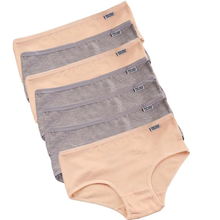 Lot de 7 sous-vêtements femme en coton, taille moyenne, confort et respirabilité.