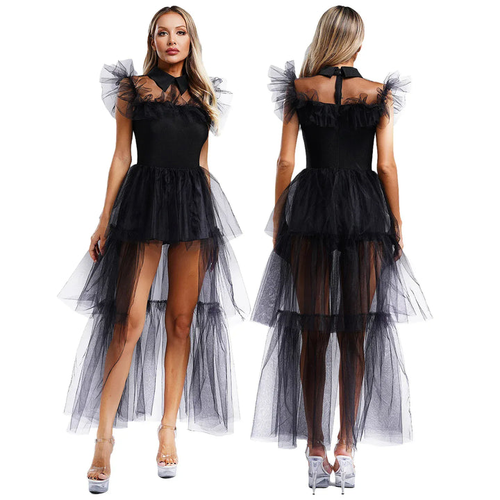 Déguisement Sorcière Lolita Femme Vintage Tulle Manches Volantes