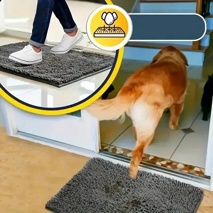 Tapis de propreté antidérapant pour chien, parfait pour l'entrée ou sous la gamelle, protège vos sols.