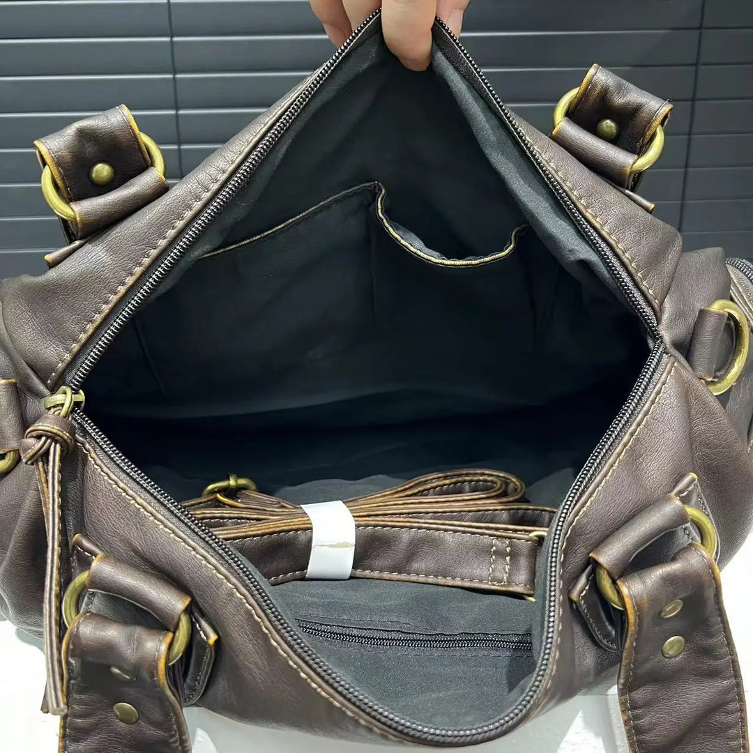 Sac cabas élégant marron femme en cuir PU, grand format. Parfait comme sac de ville ou pour le travail. Mode et fonctionnel.