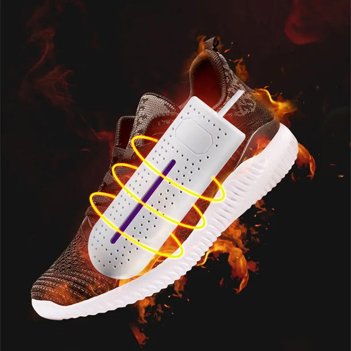 Sèche-chaussures électrique portable avec fonction UV pour éliminer humidité et germes rapidement.