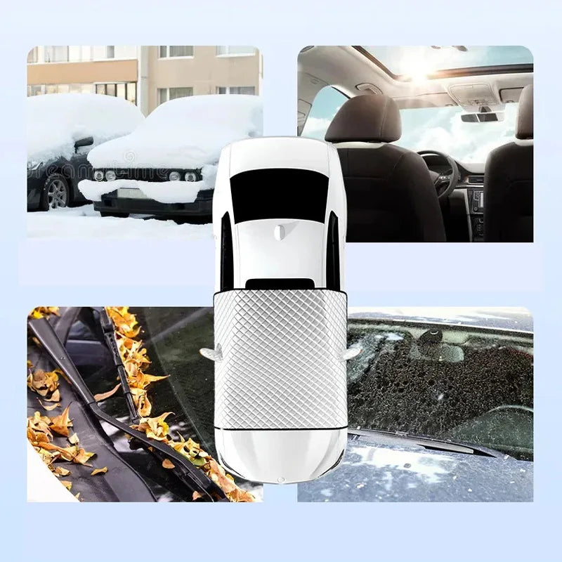 Housse pare-brise magnétique universelle, protection auto 4 saisons: anti-givre, anti-UV, étanche.
