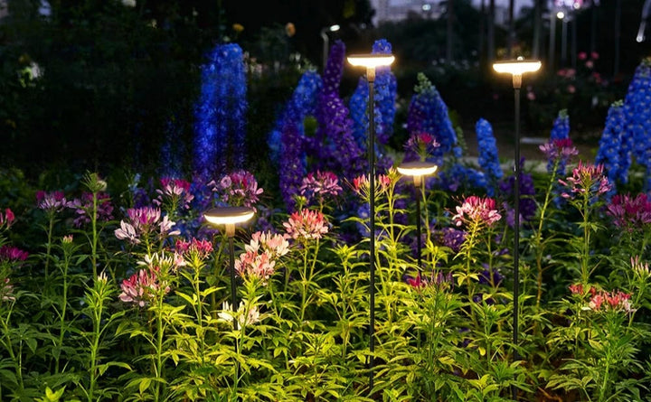 Éclairage de paysage solaire et étanche, lampe LED oscillante effet lucioles.