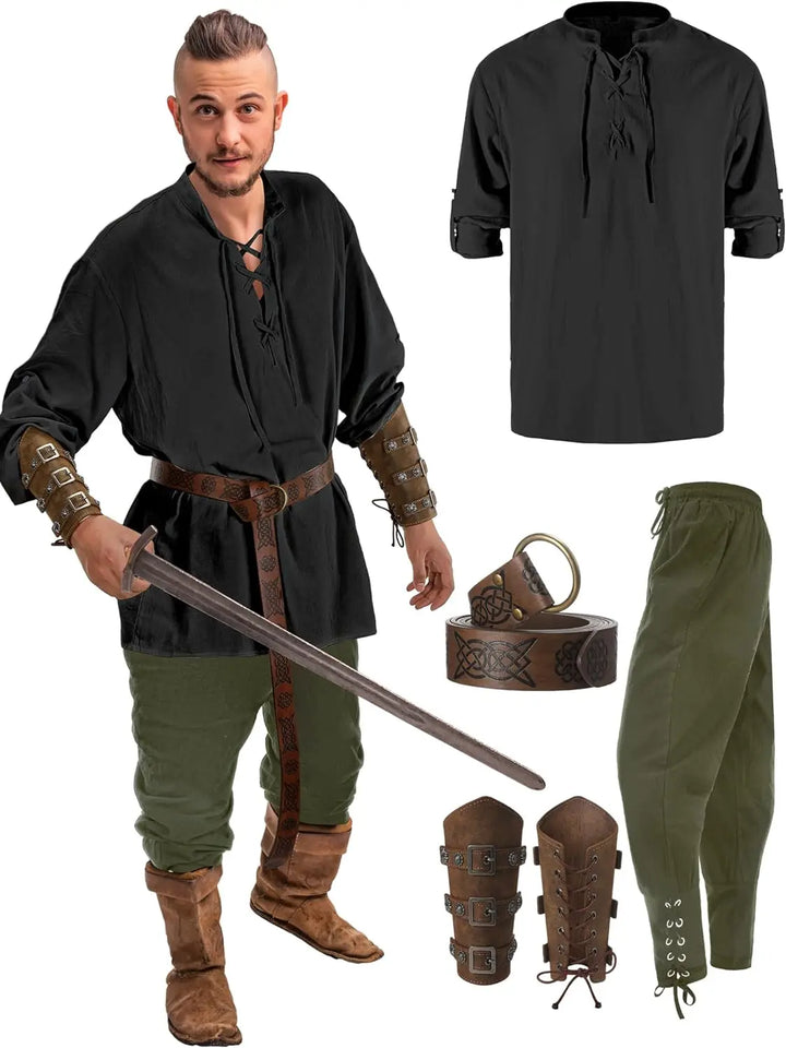 Costume médiéval Viking homme pour Halloween ou fête à thème. Ensemble complet pour un look guerrier authentique.