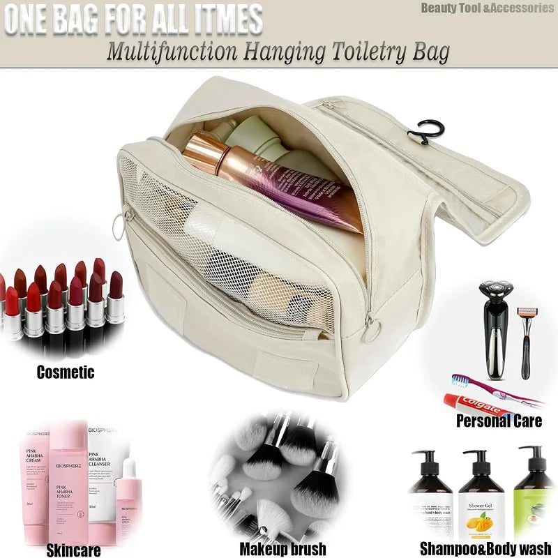 Trousse de toilette déperlante et résistante, idéale pour le sport, camping et voyage. Rangement durable.