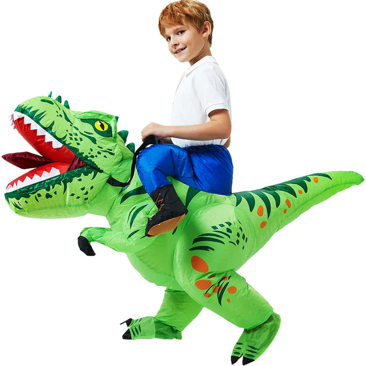 Déguisement dinosaure gonflable T-Rex unisexe, facile à enfiler, pour enfant et adulte, idéal pour s'amuser.
