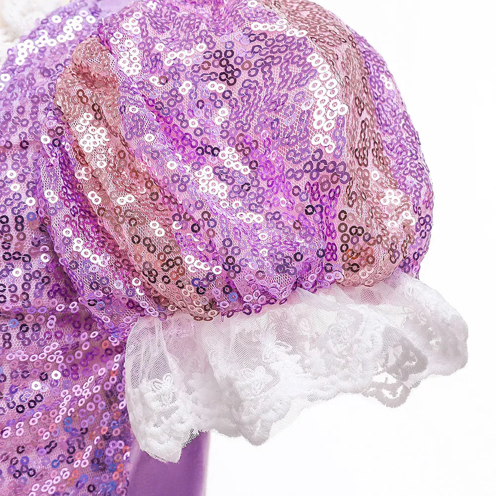 Robe de princesse Raiponce magique pour fille, jupe lumineuse à LED, transforme l'enfant en héroïne de conte.