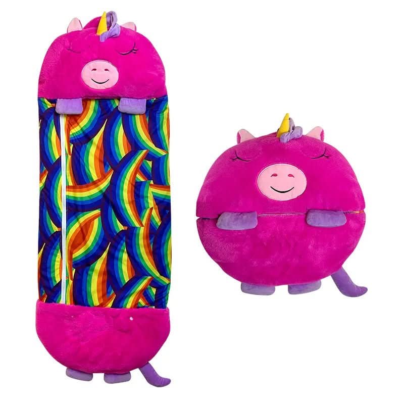 Sac de couchage enfant peluche d'animal doux, jouet et literie 2-en-1 confortable pour la chambre des enfants.