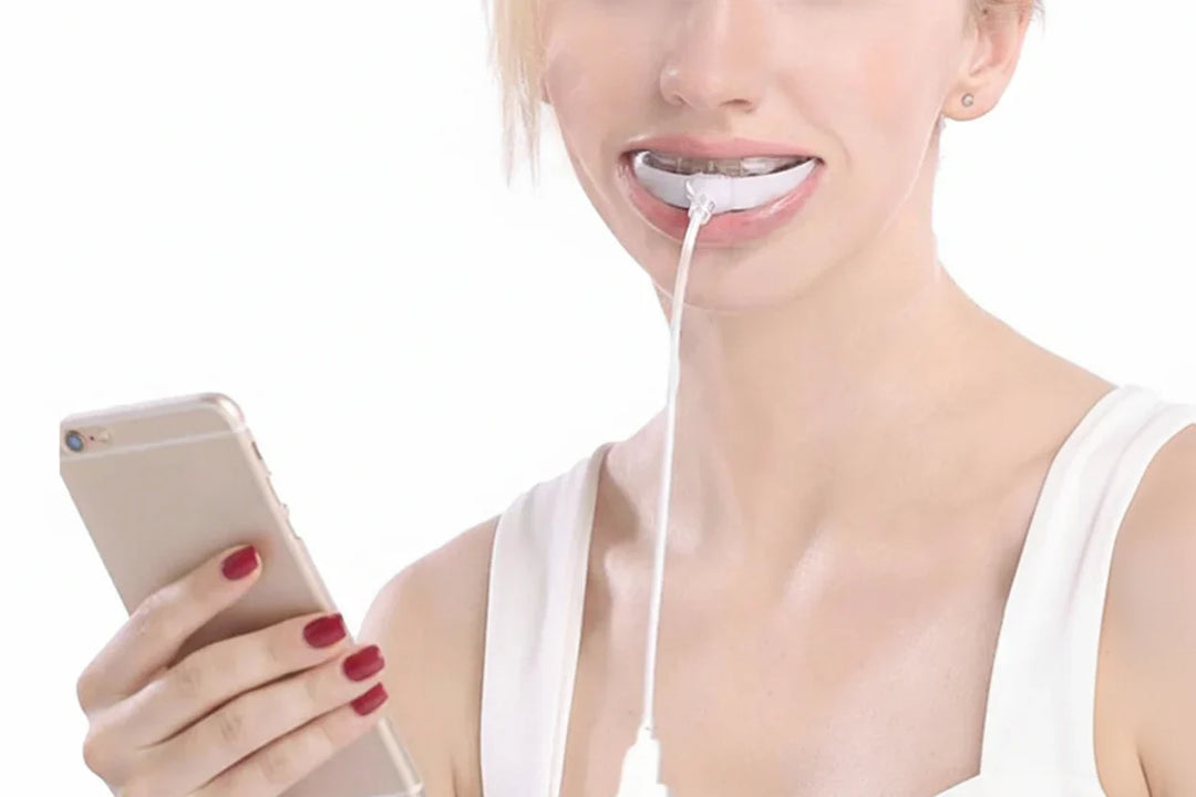 Dispositif de soin buccal à lumière bleue LED USB, idéal pour la thérapie et la santé des gencives sensibles.