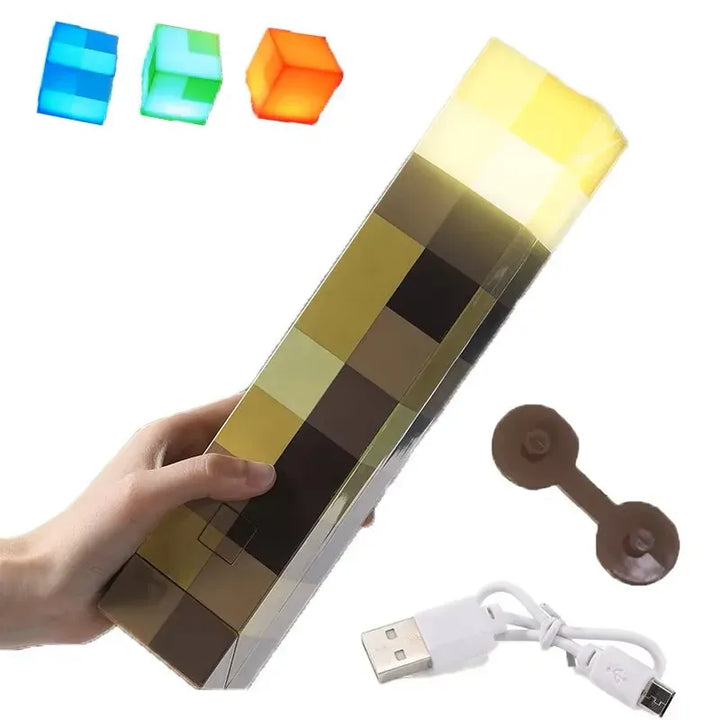 Veilleuse LED Pixel multicolore rechargeable USB. Lampe lumineuse pour enfants, idéale chambre et décoration.