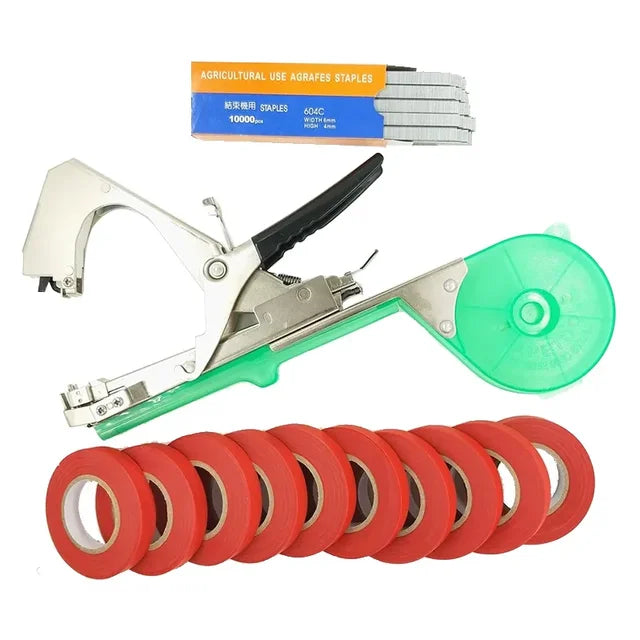 Kit de ligaturage pistolet attache-plantes pour un entretien jardin facile et rapide des vignes ou légumes.