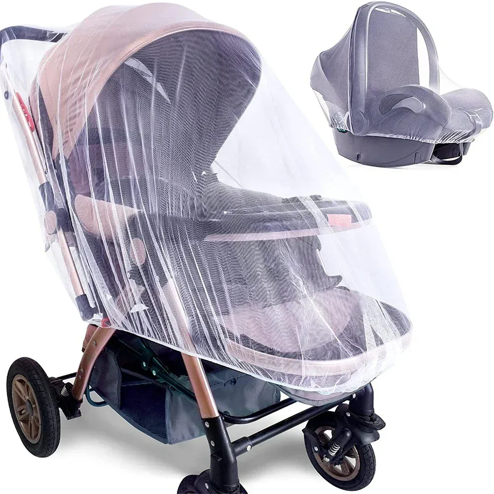 Filet anti-insectes pour bébé, idéal poussette et berceau, protection extérieure en été.