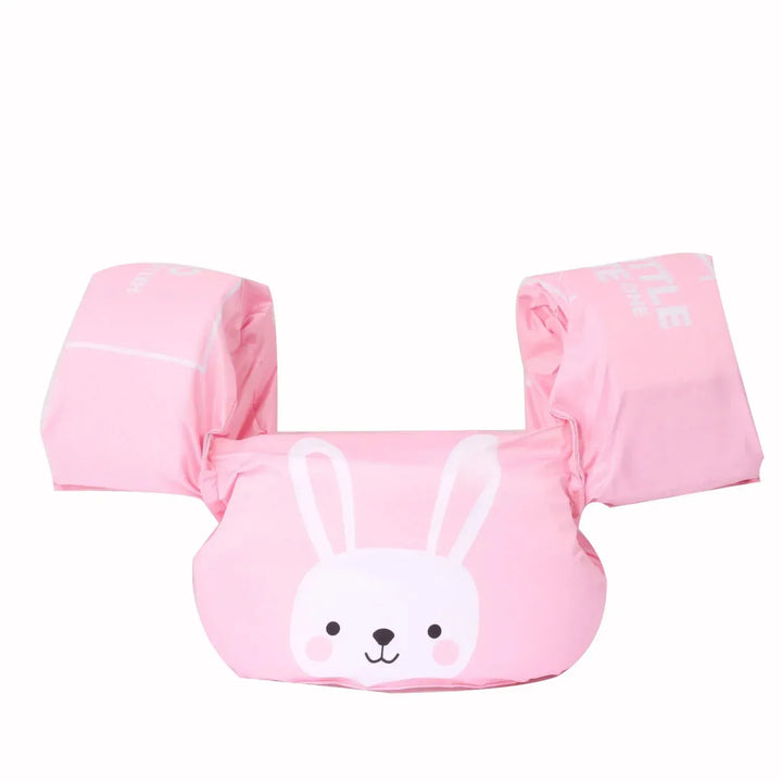 Gilet de natation enfant avec brassards intégrés, parfait pour la sécurité et l'apprentissage aquatique en été.