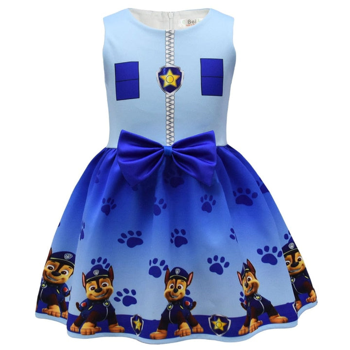 Déguisement fille Pat Patrouille avec robe, cape et masque, pour des heures de jeu fantastiques.