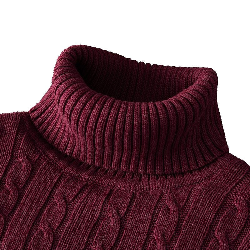 Pull col roulé homme moderne, élégant et chaud pour l'hiver, parfait pour un look décontracté chic.